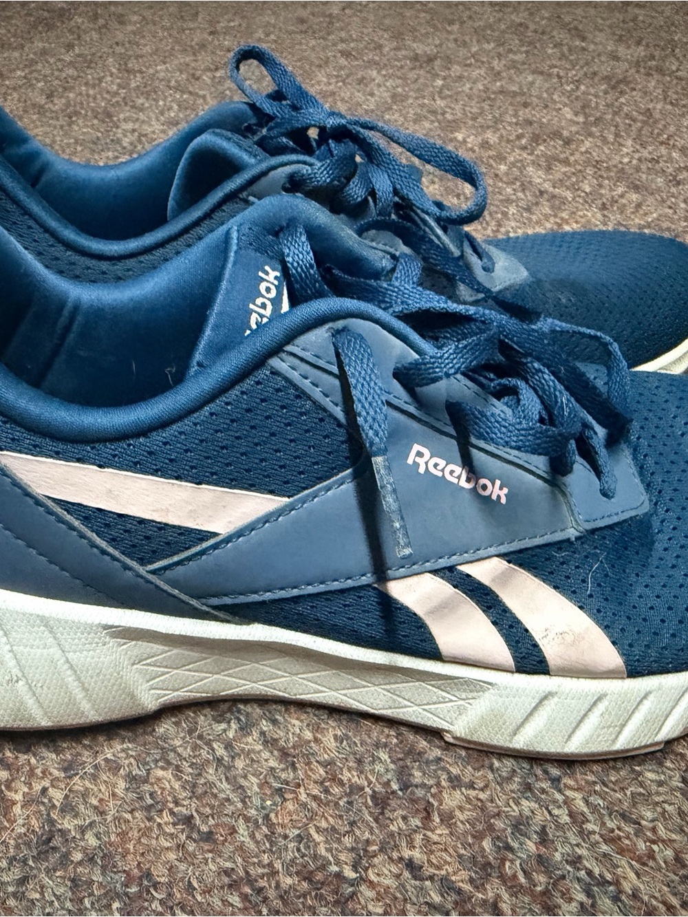Reebok Womens Navy Blue Athletic Sneakers